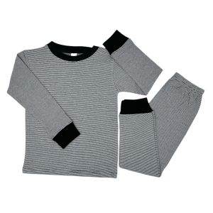 Toddler PJ set white-black stripes