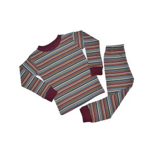 Maroon Multi Color Toddler Striped Shirt and Pants Set