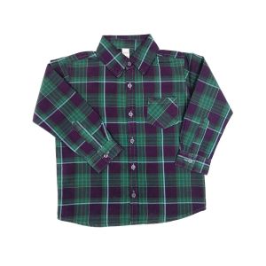 Long Sleeve Plaid Purple/Green Button Down Shirt