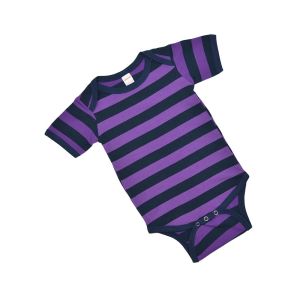 Purple and Navy Striped Baby Bodysuit
