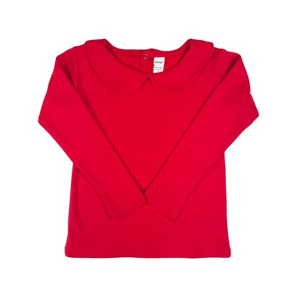 red peter pan collar top