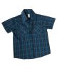 Short Sleeve Navy Plaid Button Down Shirt 