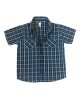 Short Sleeve Blue Grey Plaid Button Down Shirt