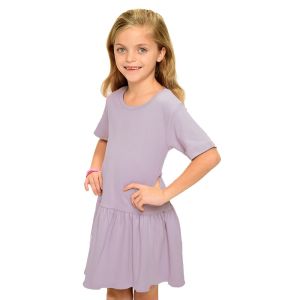 Interlock Short Sleeve Pleated Dress-Lavender-4